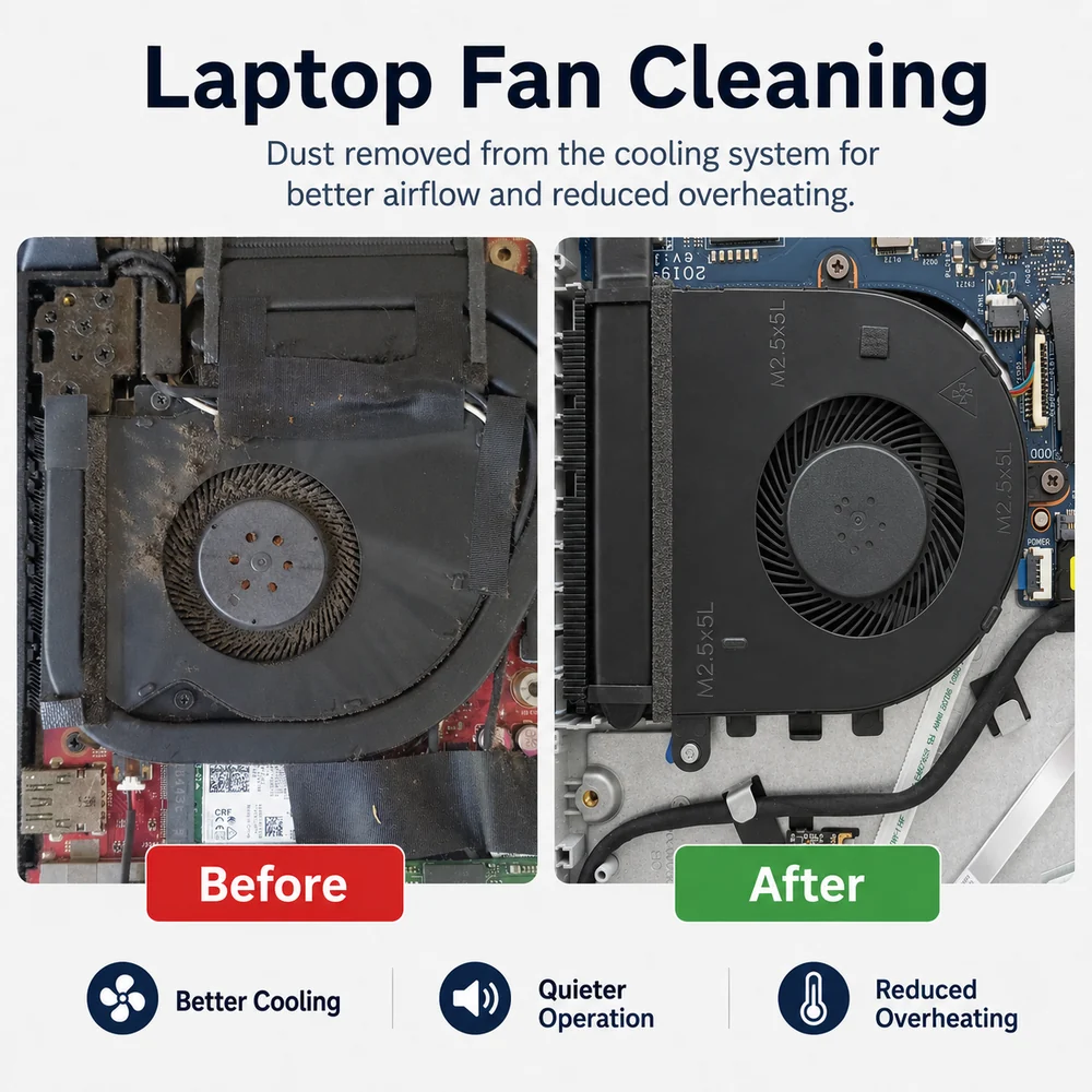 Laptop fan cleaning service graphic